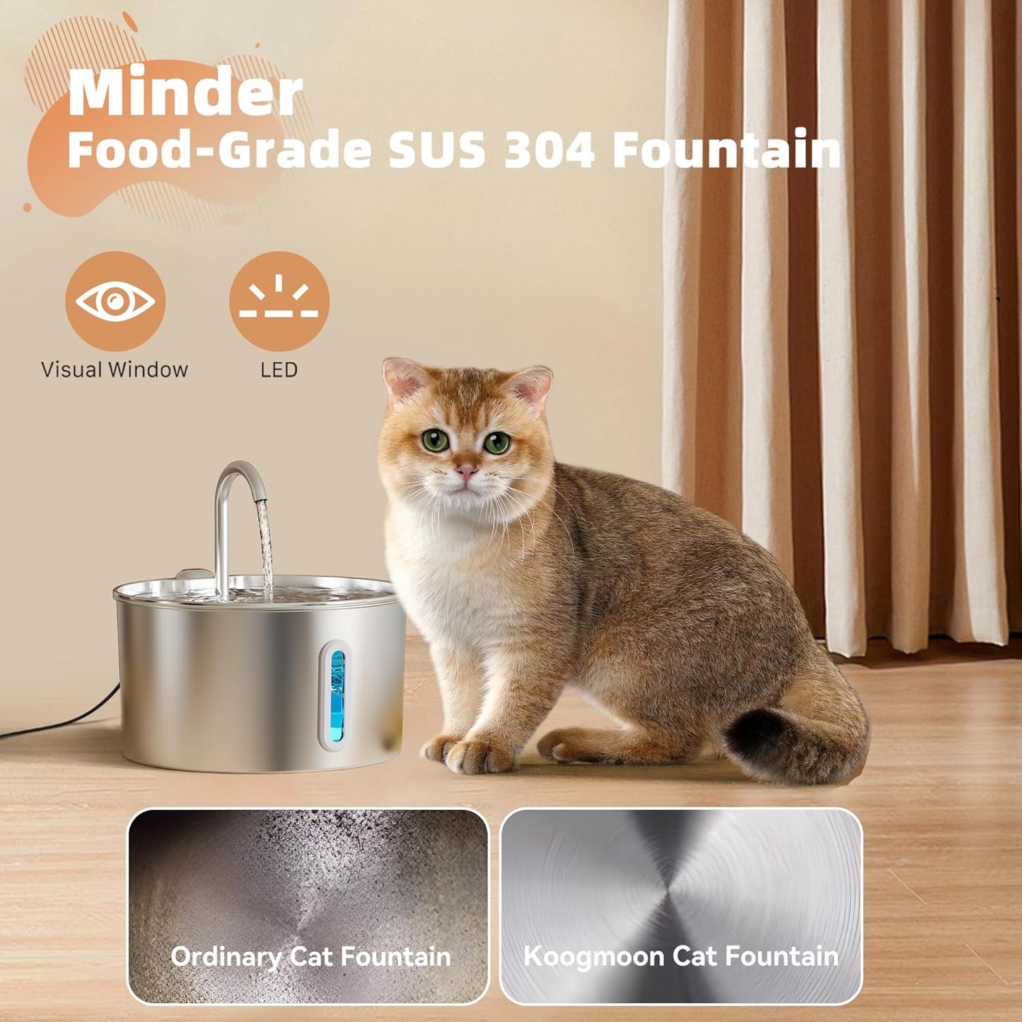 Hydrokitty Stainless steel water fountain